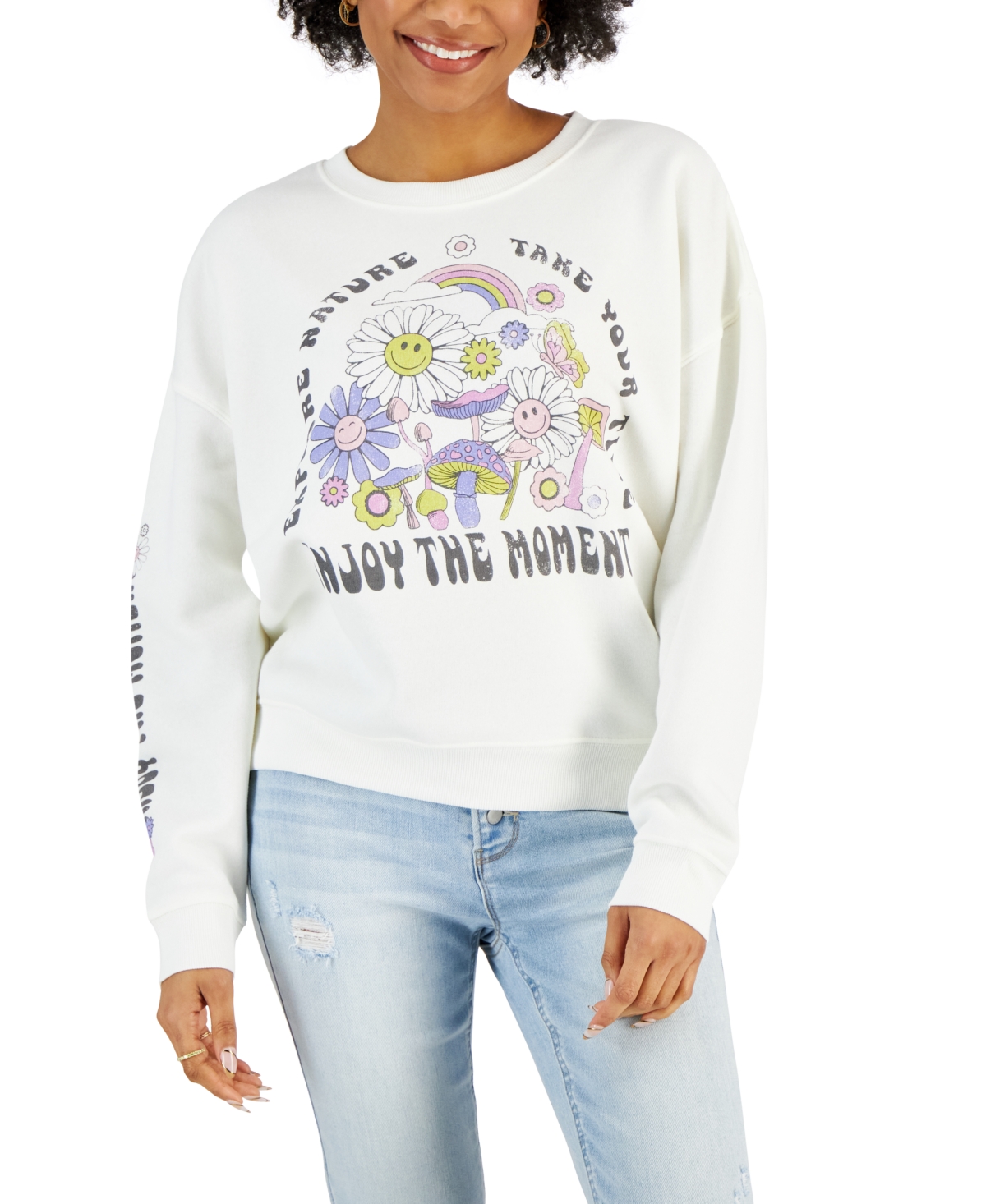 Grayson Threads Black Juniors' Enjoy The Moment-Graphic Sweatshirt