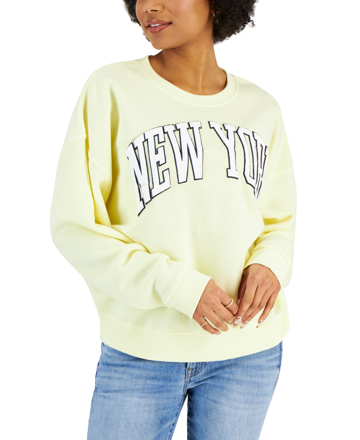 Grayson Threads Black Juniors' New York-graphic T-shirtsweatshirt In Yellow