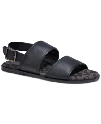 COACH Men's Leather Two-Strap Sandal with Signature Jacquard Footbed ...