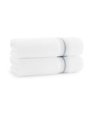 White Turkish Luxury Striped Towels with for Bathroom 600 GSM, 30x60 in., 2-Pack , Super Soft  Absorbent Bath Towels