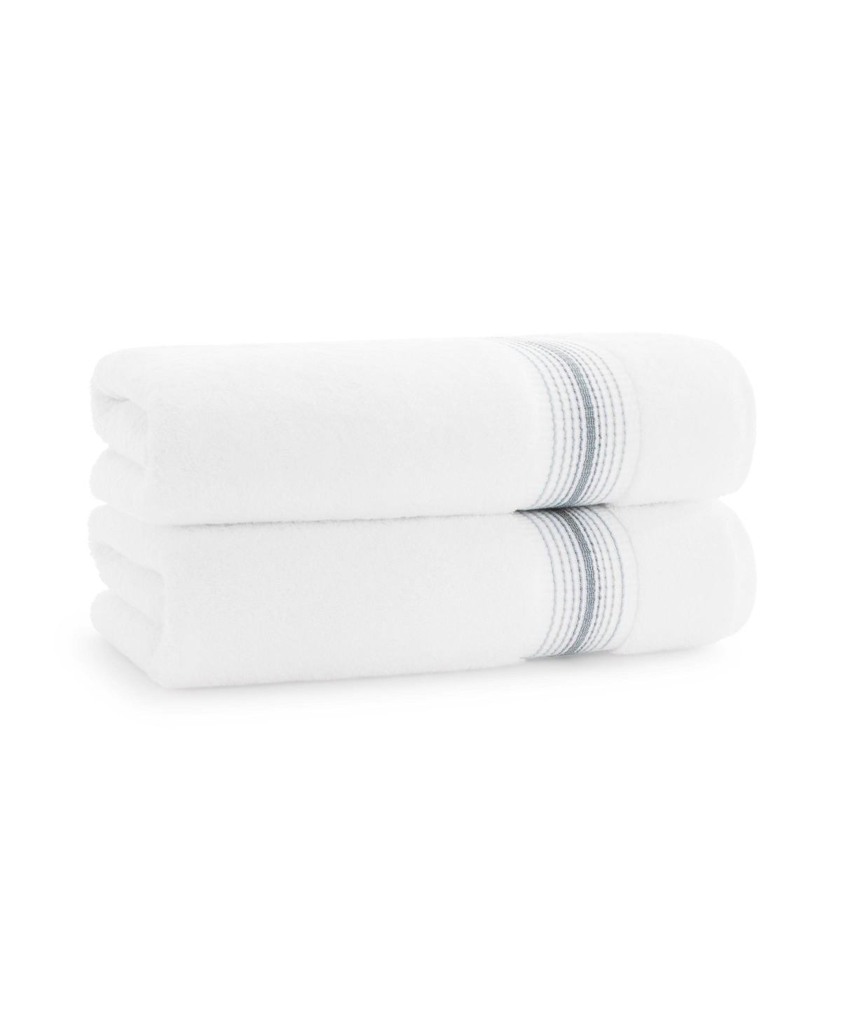 Aston and Arden White Turkish Luxury Striped Towels with for Bathroom Gsm, 30x60 in., 2-Pack , Super Soft Absorbent Bath Towels