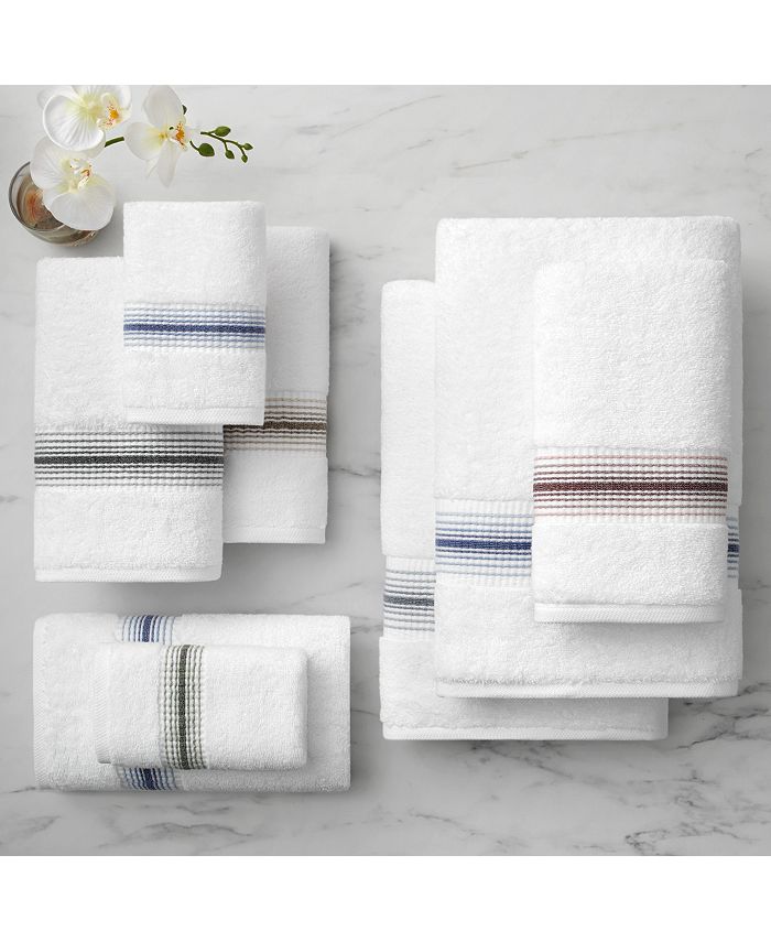 Aston and Arden White Turkish Luxury Striped Hand Towels for Bathroom 600 GSM, 18x32 in., 4Pack