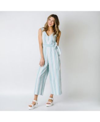 Women's Hope and Henry Woven Sleeveless Tie-Waist Jumpsuit with Wide Leg