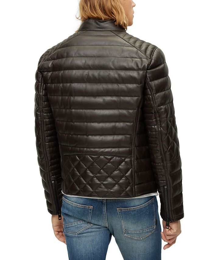 Hugo Boss Men's Nappa Leather Stand Collar Jacket - Macy's