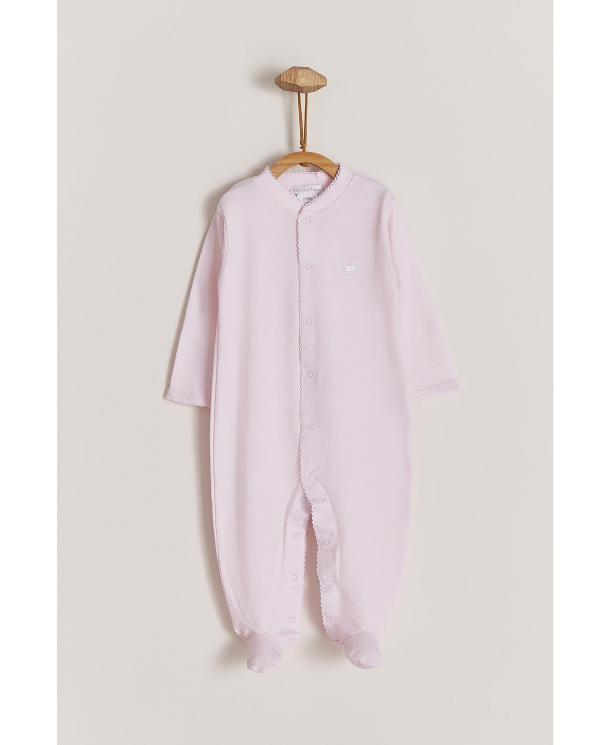 Babycottons Girls Premium Softest Peruvian Pima Cotton Logo Pink Footed Pajama For Infants