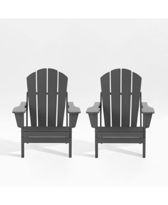 All-Weather Contoured Outdoor Poly Folding Adirondack Chair (Set of 2)