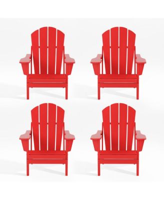 All-Weather Contoured Outdoor Poly Folding Adirondack Chair (Set of 4)