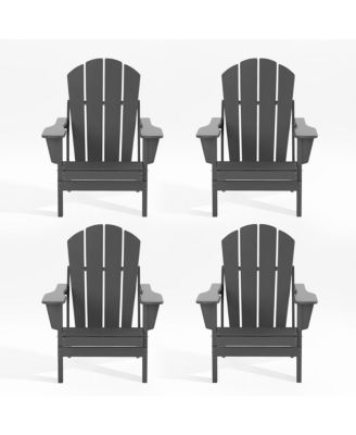 All-Weather Contoured Outdoor Poly Folding Adirondack Chair (Set of 4)