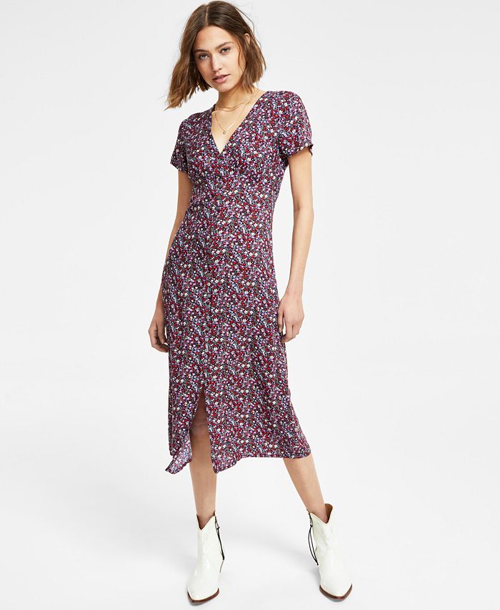 Lucky Brand Womens Floral Print Peek-A-Boo Maxi Dress 
