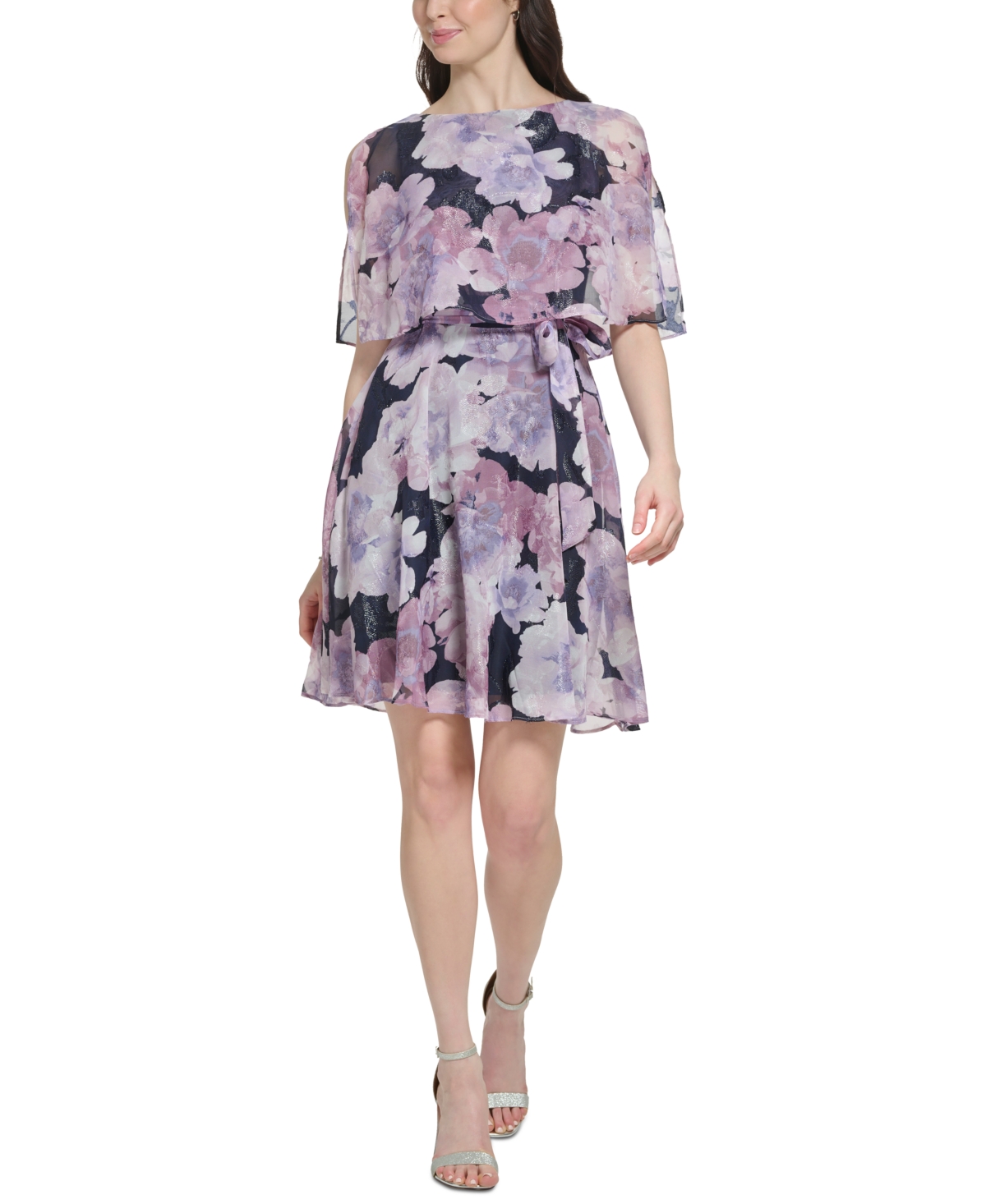 Jessica Howard Women's Floral-Print Popover Self-Tie Dress