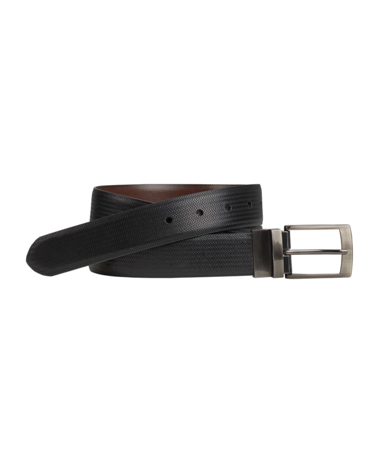 Мужской ремень Johnston & Murphy Reversible Dress Belt, цвет: Чёрный — фото 1