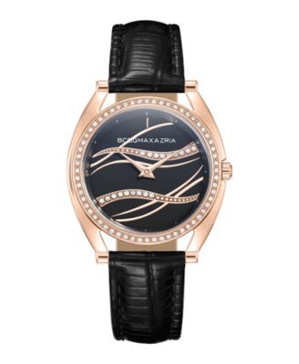 BCBGMAXAZRIA Women's Dress Black Genuine Leather Strap Watch 33.8mm - Macy's