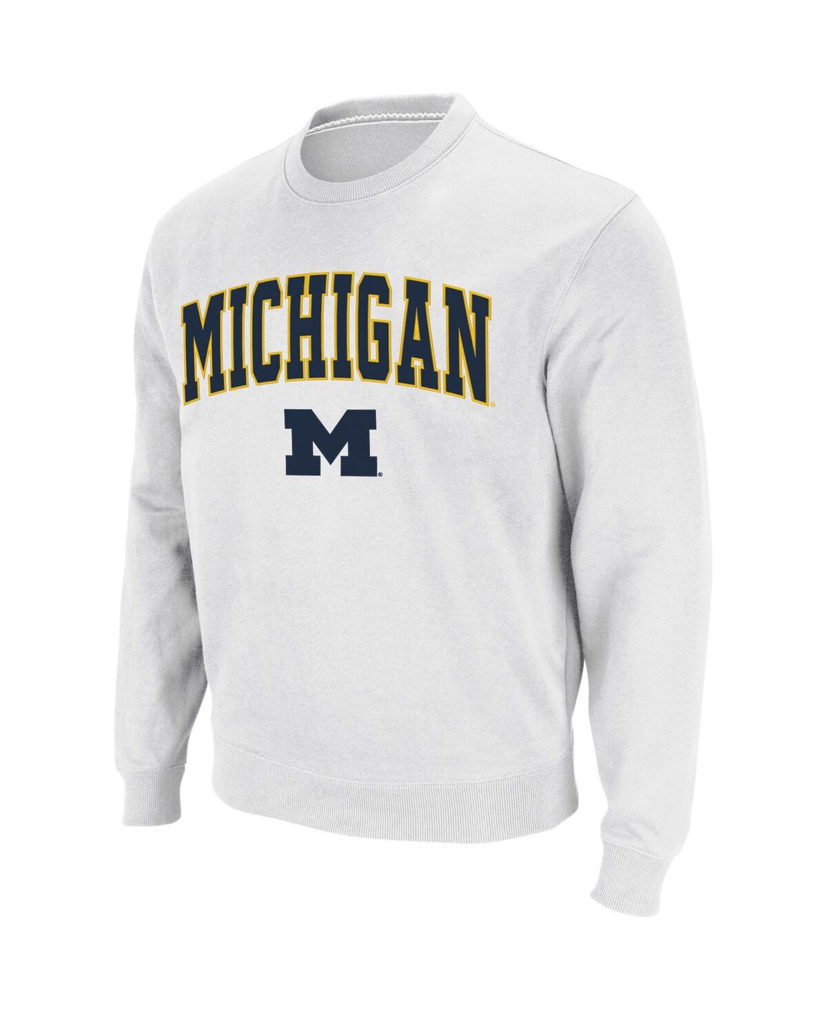 Colosseum Men's Charcoal Michigan Wolverines Arch Logo Crew Neck Sweatshirt In Charcoal