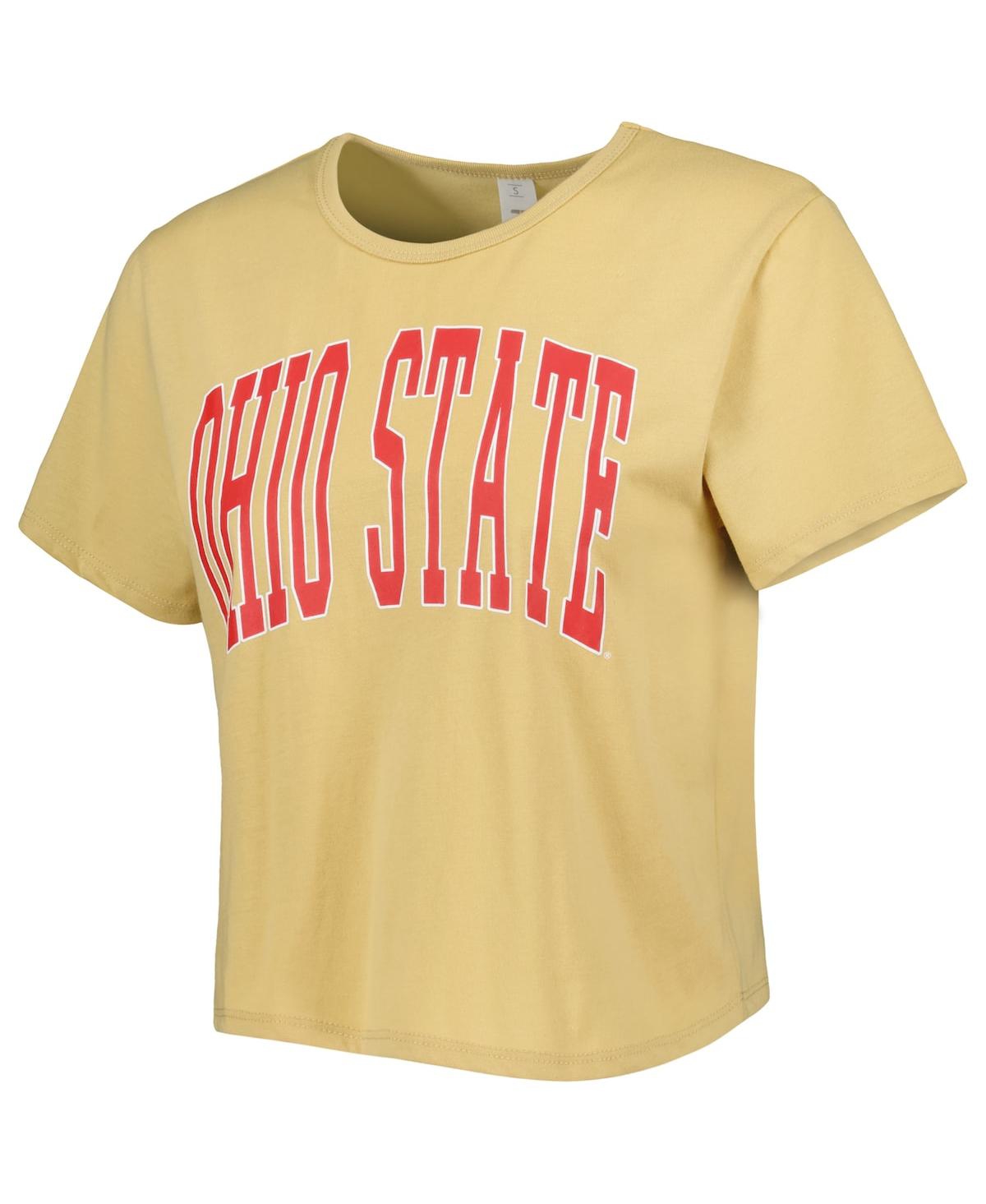 Shop Zoozatz Women's  Yellow Ohio State Buckeyes Core Fashion Cropped T-shirt