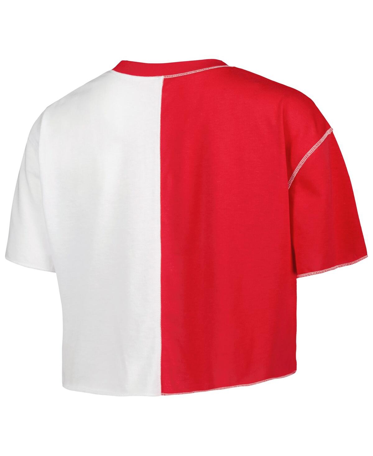 Zoozatz Women's  Crimson, White Alabama Crimson Tide Colorblock Cropped T-shirt In Scarlet,white