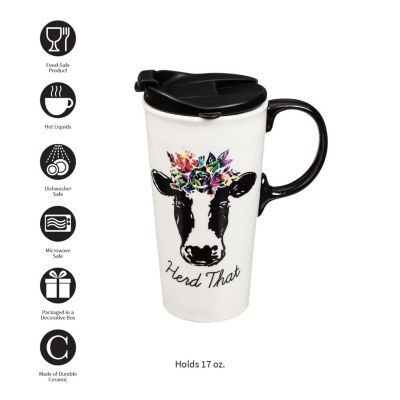 Ceramic Travel Cup, 17 OZ. ,w/box, Herd That