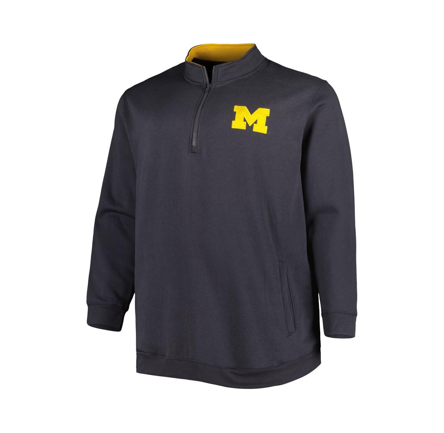 Men's Charcoal Michigan Wolverines Big and Tall Tortugas Logo Quarter-Zip Sweatshirt