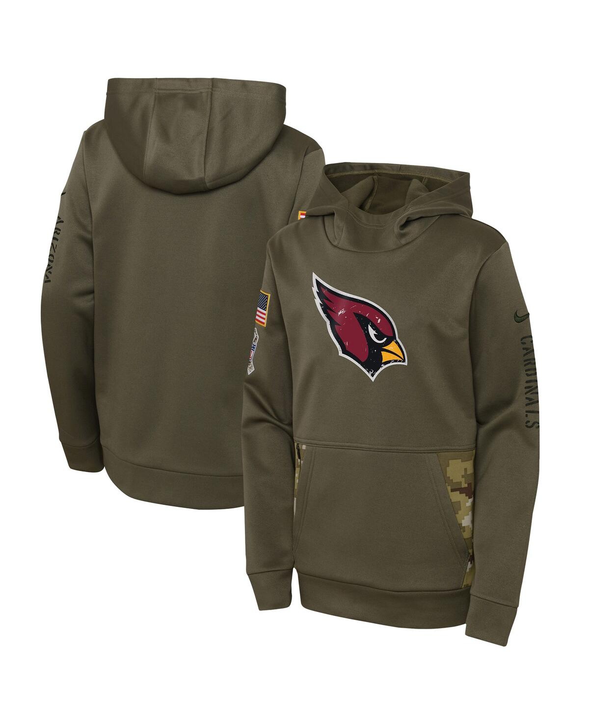 Youth Boys Nike Olive Arizona Cardinals 2022 Salute To Service Performance Pullover Hoodie