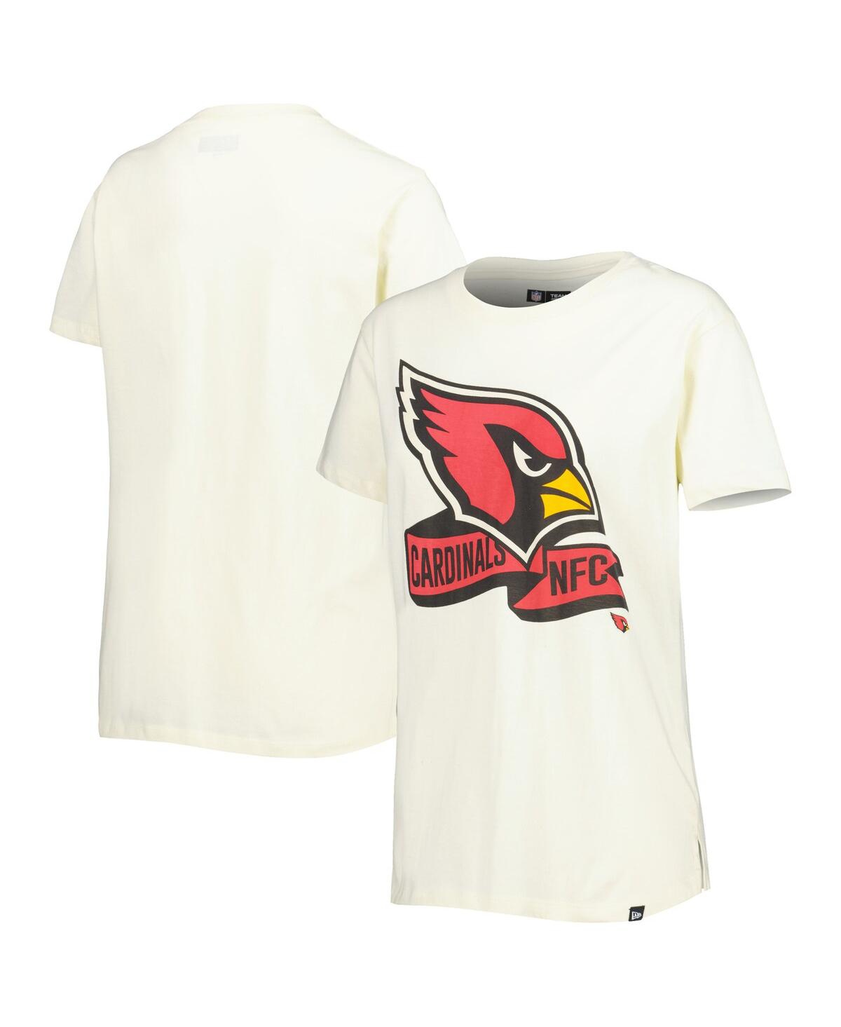 NEW ERA WOMEN'S NEW ERA CREAM ARIZONA CARDINALS CHROME SIDELINE T-SHIRT 