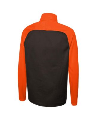 Men's Brown Cleveland Browns Combine Authentic O-Line Raglan Half-Zip Jacket