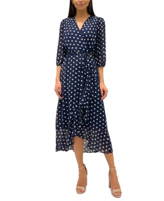 Sam Edelman Women's Polka-Dot Faux-Wrap Dress - Macy's