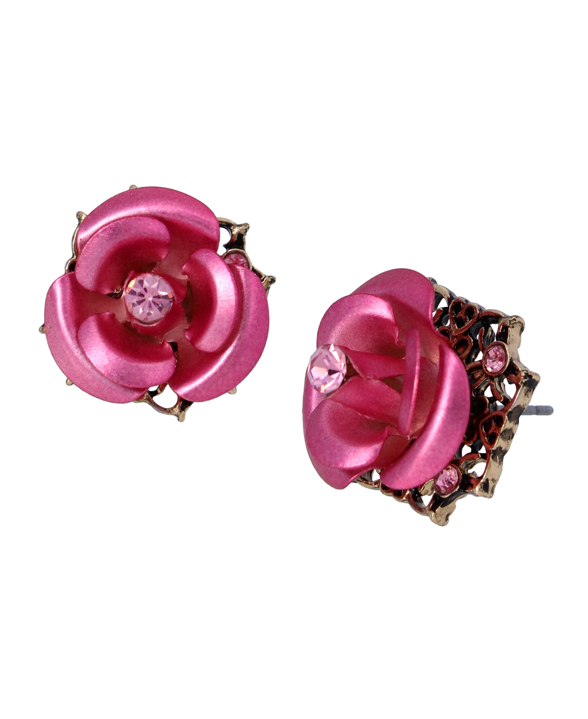 Betsey Johnson Rose Stud Earrings In Light Pink
