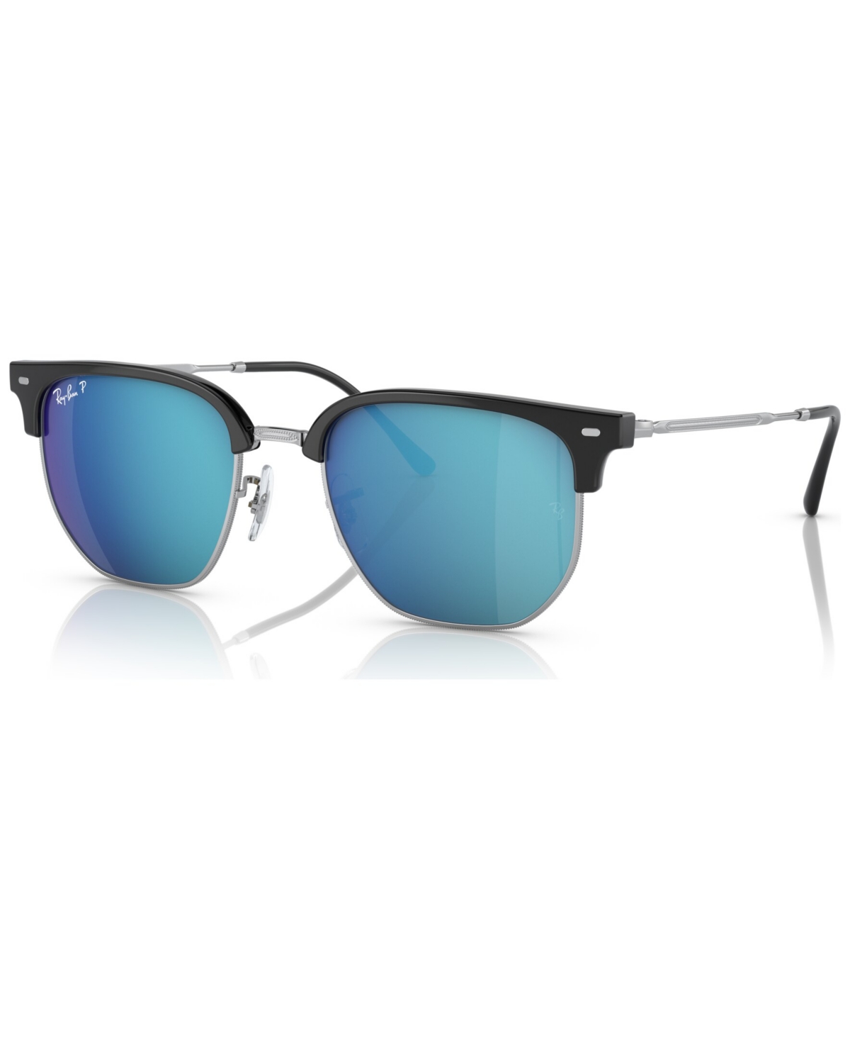 Ray Ban Unisex New Clubmaster 51 Polarized Sunglasses, Rb441651-zp In Black On Silver-tone