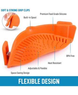 Silicone Pot Strainer - Adjustable Snap On Strainer For Most Pots & Pans