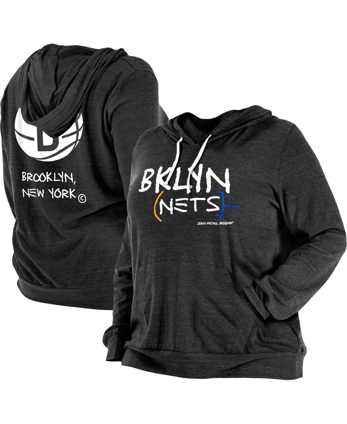 Shop New Era Women's  Black Brooklyn Nets Plus Size 2022/23 City Edition Bi-blend Long Sleeve Hoodie T-shi