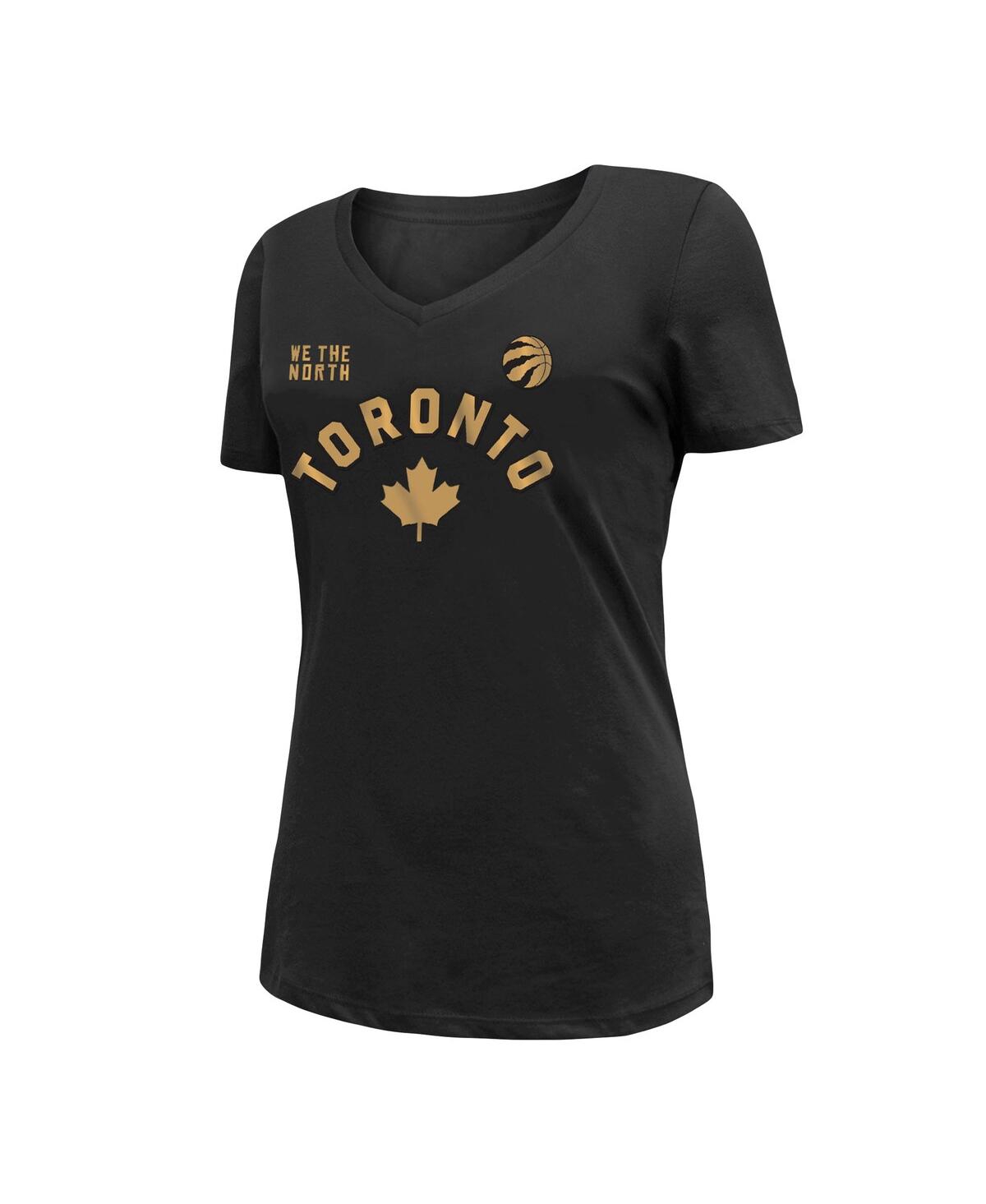 NEW ERA WOMEN'S NEW ERA BLACK TORONTO RAPTORS 2022/23 CITY EDITION V-NECK T-SHIRT 