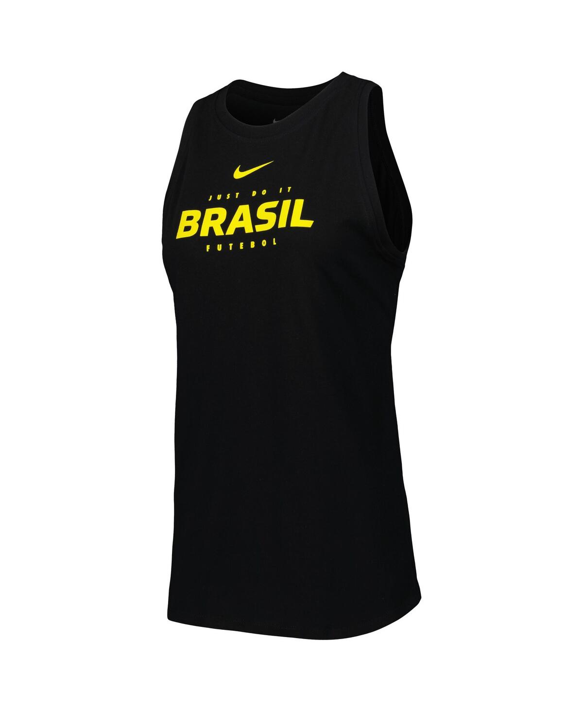 Shop Nike Women's  Black Brazil National Team Lockup Tomboy Performance Tank Top