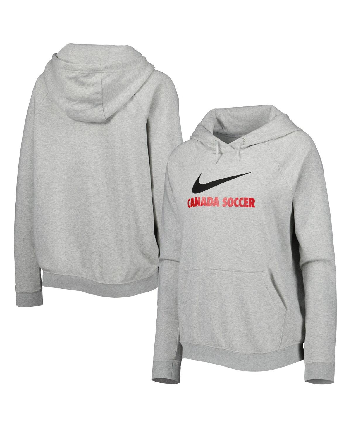 Shop Nike Women's  Heather Gray Canada Soccer Lockup Varsity Fleece Raglan Pullover Hoodie