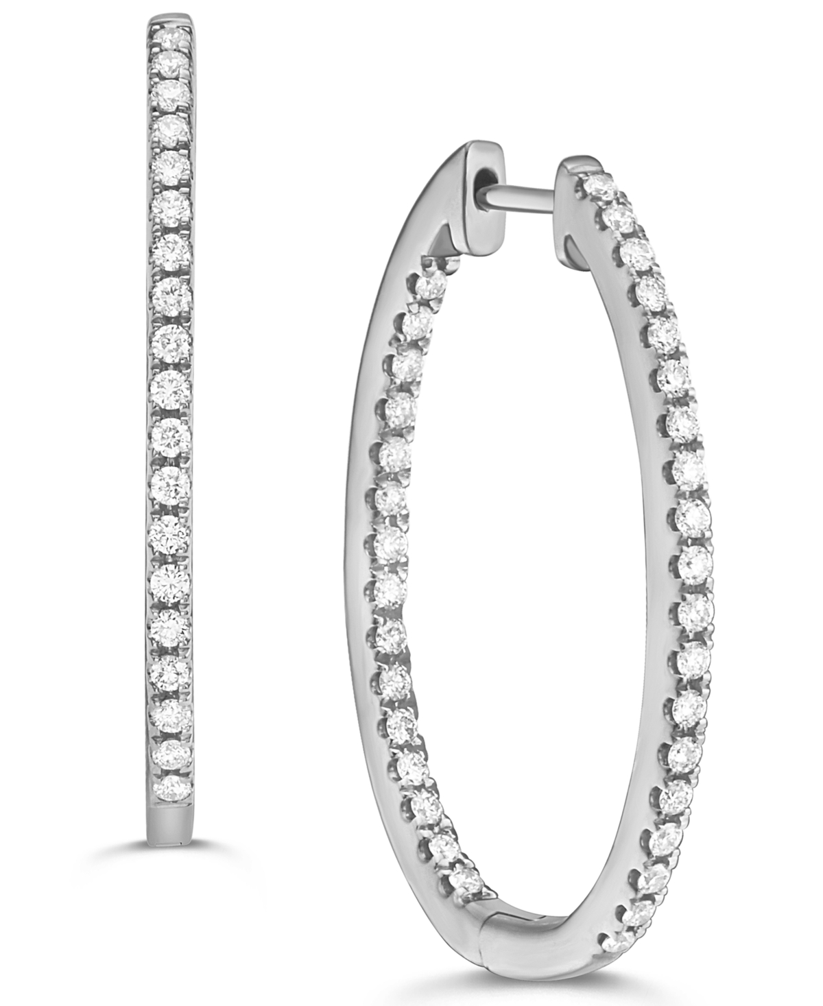 Macy's Diamond In & Out Medium Hoop Earrings (5/8 Ct. T.w.) In White Gold