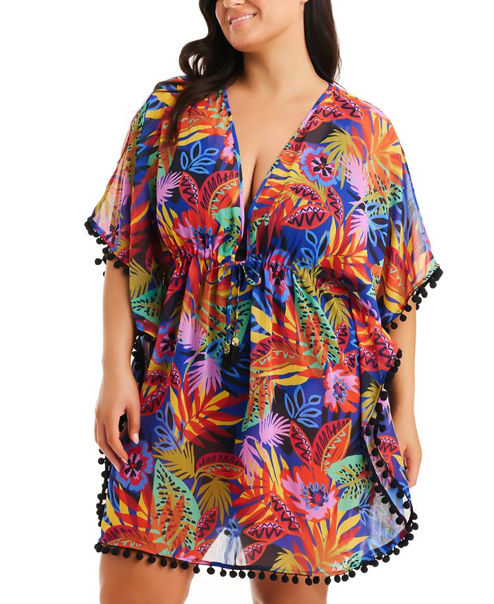 Bleu by Rod Beattie Plus Size Night Safari Chiffon Caftan Cover Up