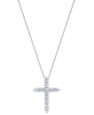 Diamond Cross 18" Pendant Necklace (3 ct. t.w.) in 14k White Gold
