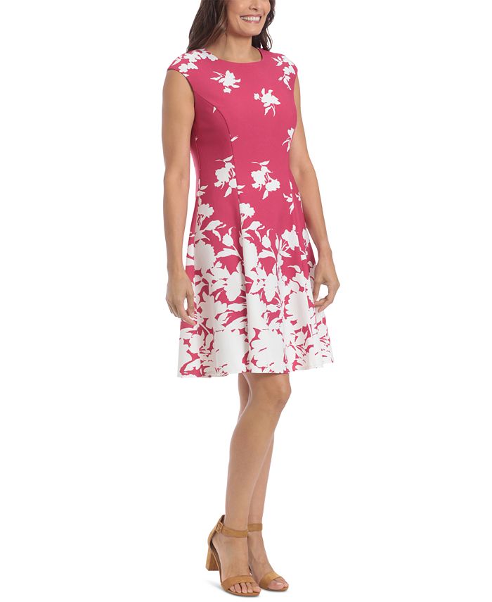 London Times Petite Printed CapSleeve Fit & Flare Dress Macy's