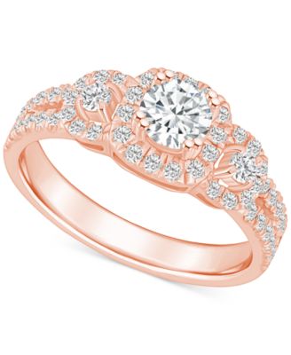 Diamond Halo Engagement Ring (1 ct. t.w.) in 14k White, Yellow or Rose Gold
