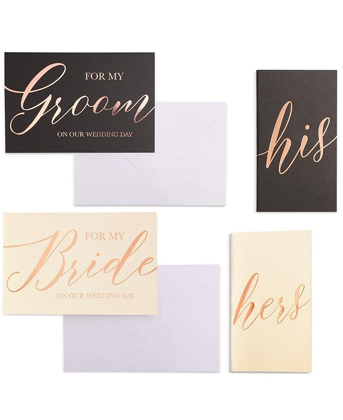 Paper Junkie Wedding Vow Books and Cards with Envelopes (4 Piece Set