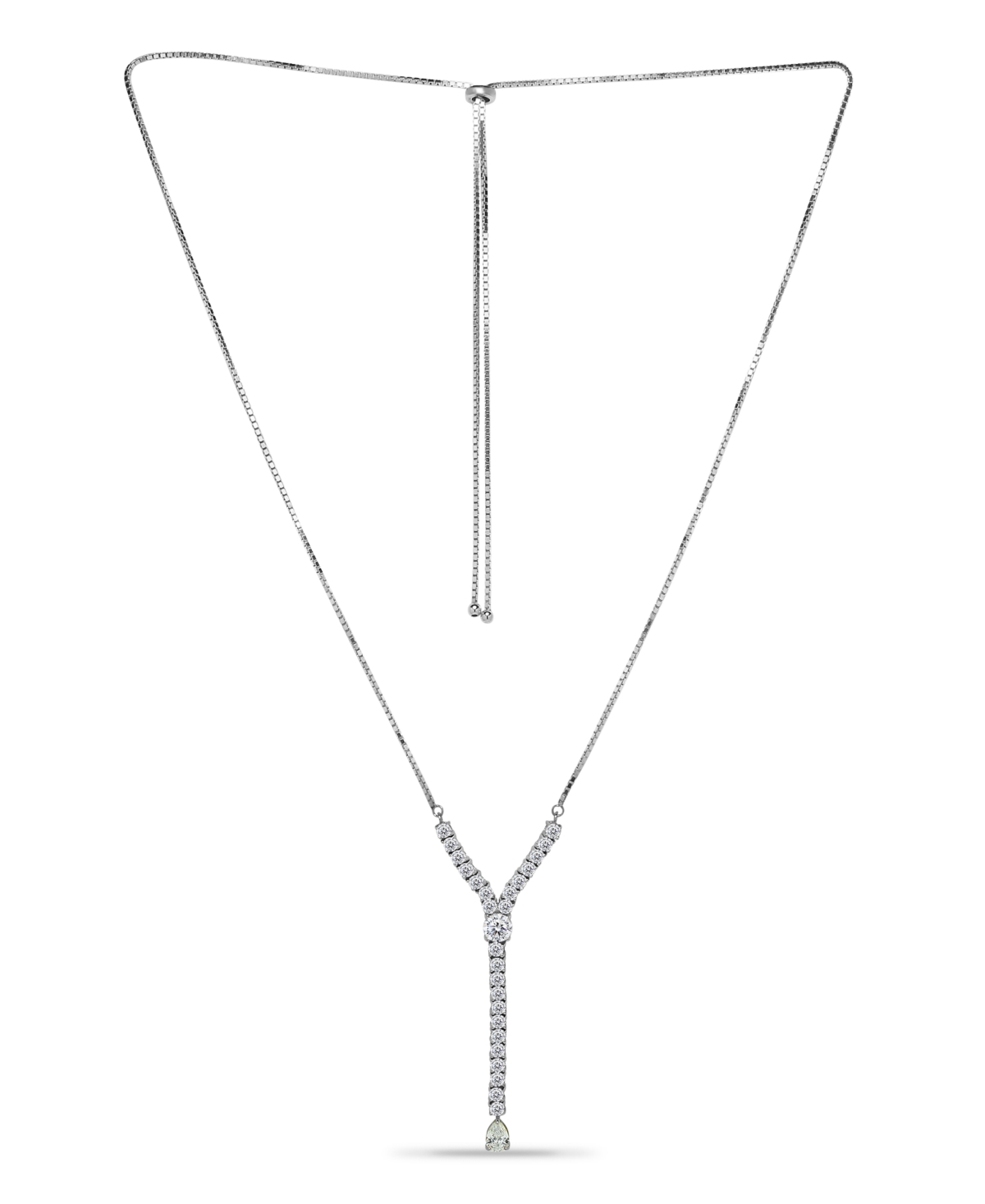 Macy's Cubic Zirconia Graduated Y Adjustable Necklace (6.5 ct. t.w.) in 18Kor- Sterling Silver