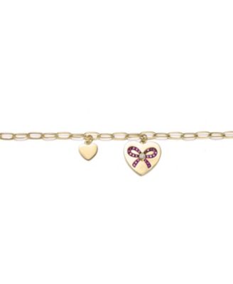 Kids/Teens Sterling Silver Heart Paper Clip Chain Bracelet