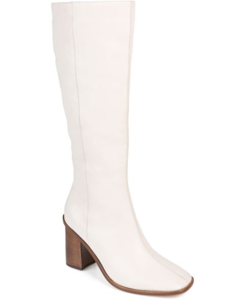 Женские ботинки Journee Signature Tamori Stacked Heel Knee High, цвет: Костяной