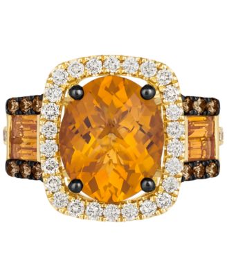 Cinnamon Citrine (4-1/4 ct. t.w.), Nude Diamond (5/8 ct. t.w.) & Chocolate Diamond (1/5 ct. t.w.) Statement Ring in 14k Gold