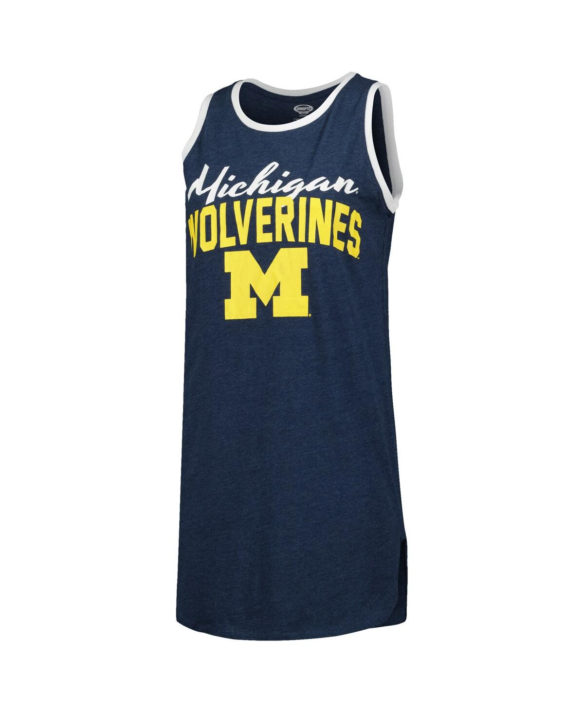 Concepts Sport Women's  Heathered Navy Michigan Wolverines Tank Nightshirt In Heathered Navy