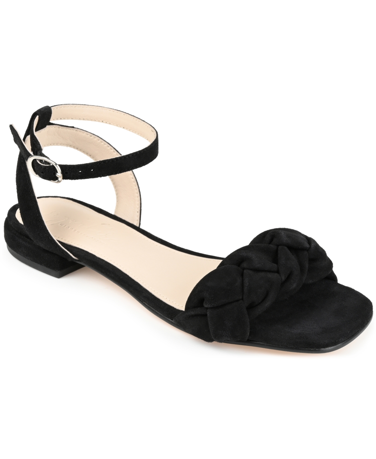 Journee Signature Sellma Braided Ankle Strap Sandal In Black