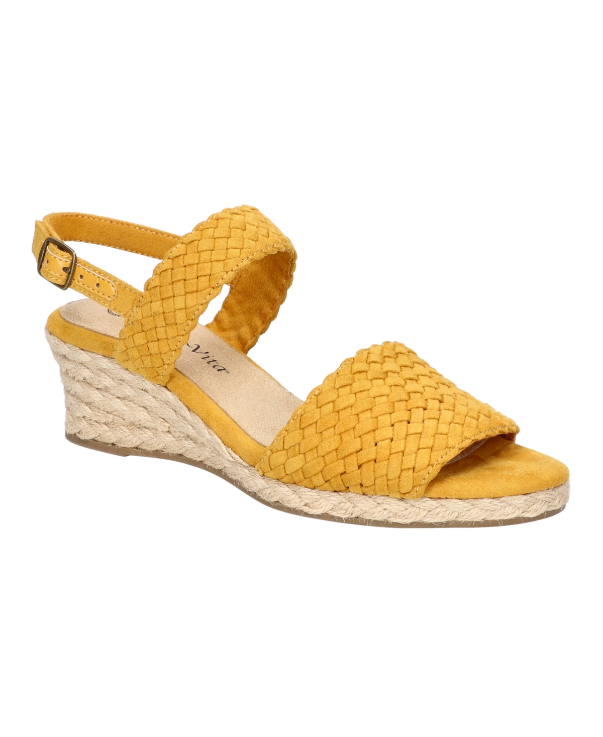 Shop Bella Vita Women's Mariella Espadrille Wedge Sandals In Mustard Suede