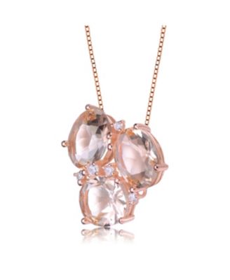 Sterling Silver 18K Rose Gold Plated Pink Cubic Zirconia Accent Pendant Necklace