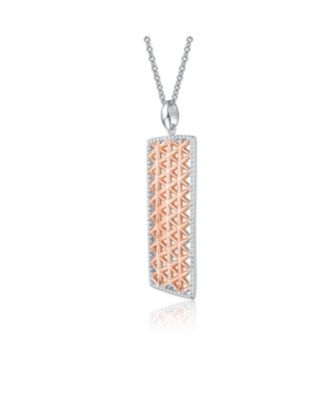 Stylish Sterling Silver Two-Tone Pendant Necklace
