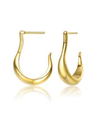 14K Gold Plated Assymetrical Open Hoop Earrings