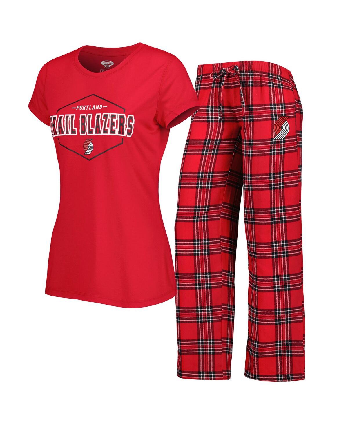 Women's Concepts Sport Red, Black Portland Trail Blazers Badge T-shirt and Pajama Pants Sleep Set - Red, Black