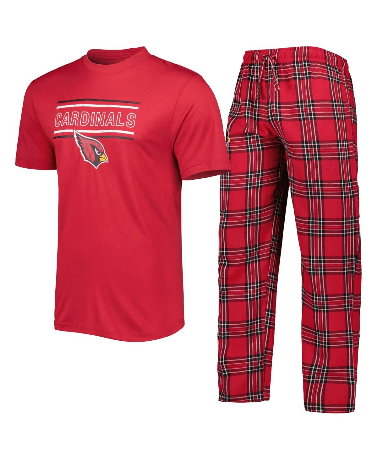 Shop Concepts Sport Men's  Cardinal, Black Arizona Cardinals Badge Top And Pants Sleep Set In Cardinal,black